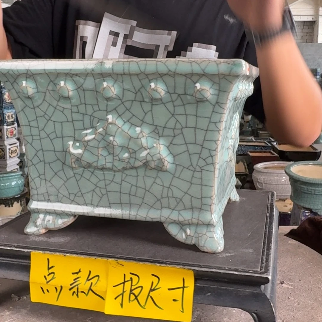 。一风堂石湾花盆 修补痕迹 轻微收缩 内20*15