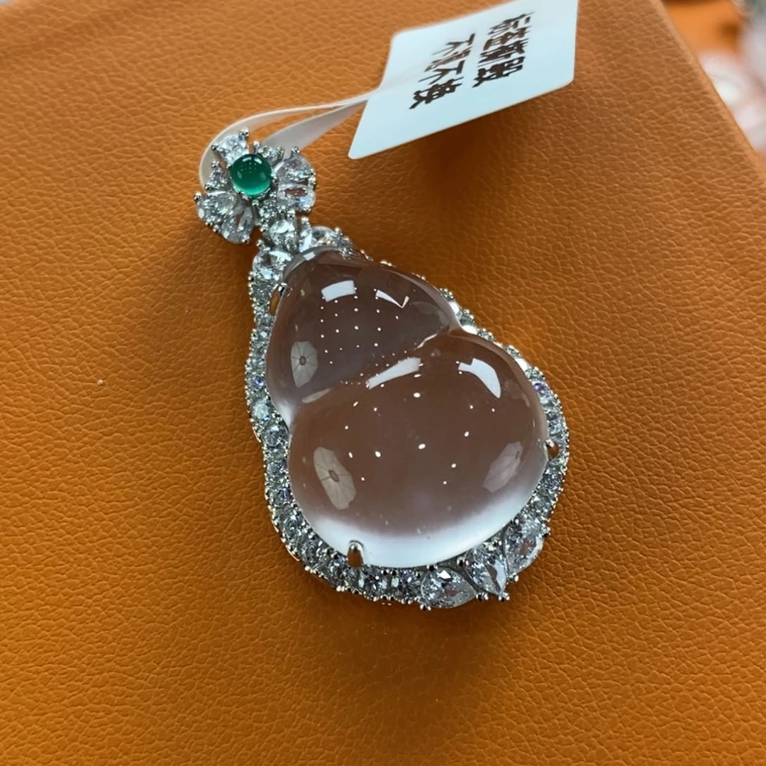 石英质玉银S925镀金镶嵌吊坠(赠链)小*瑟