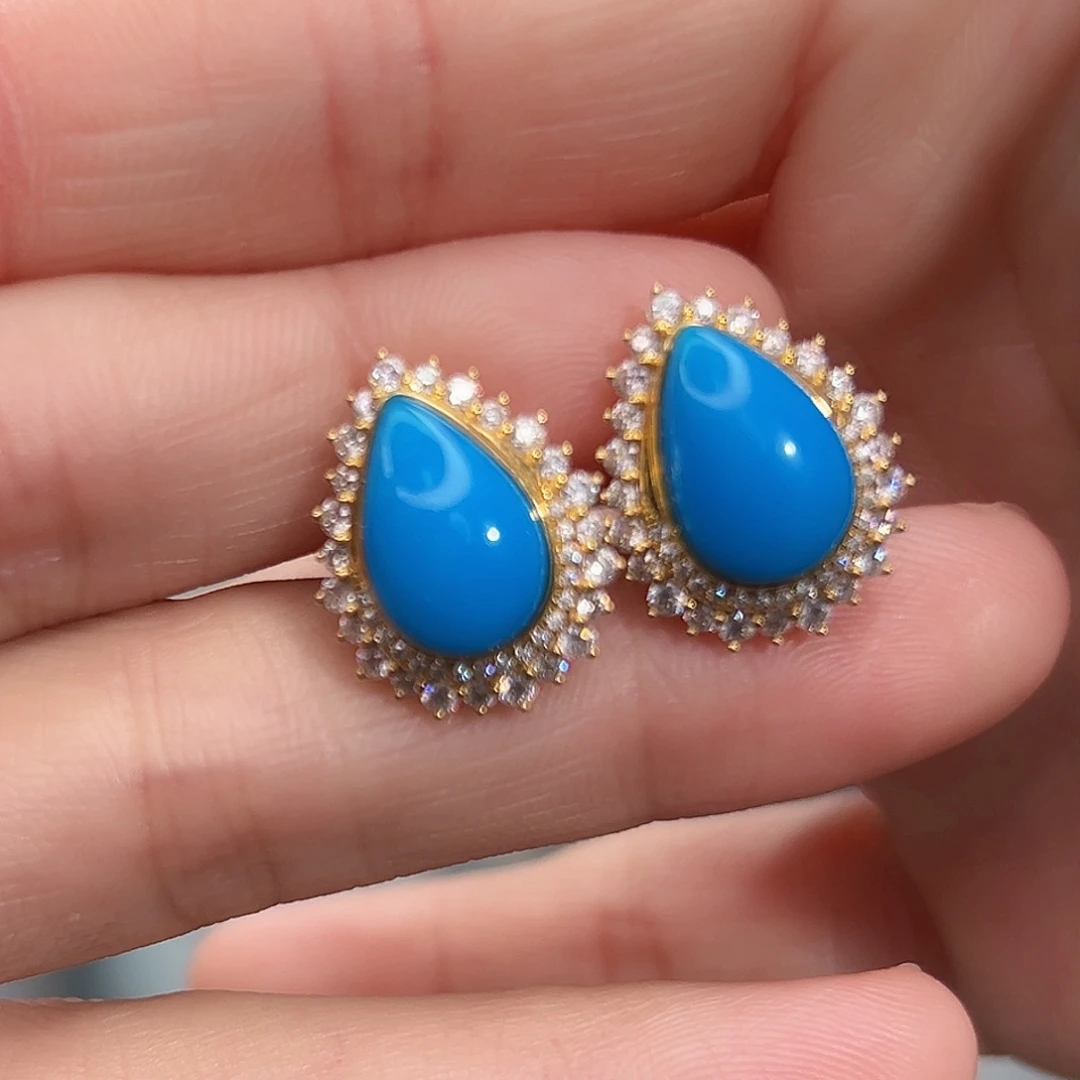 绿松石珠宝奇石18K金镶嵌