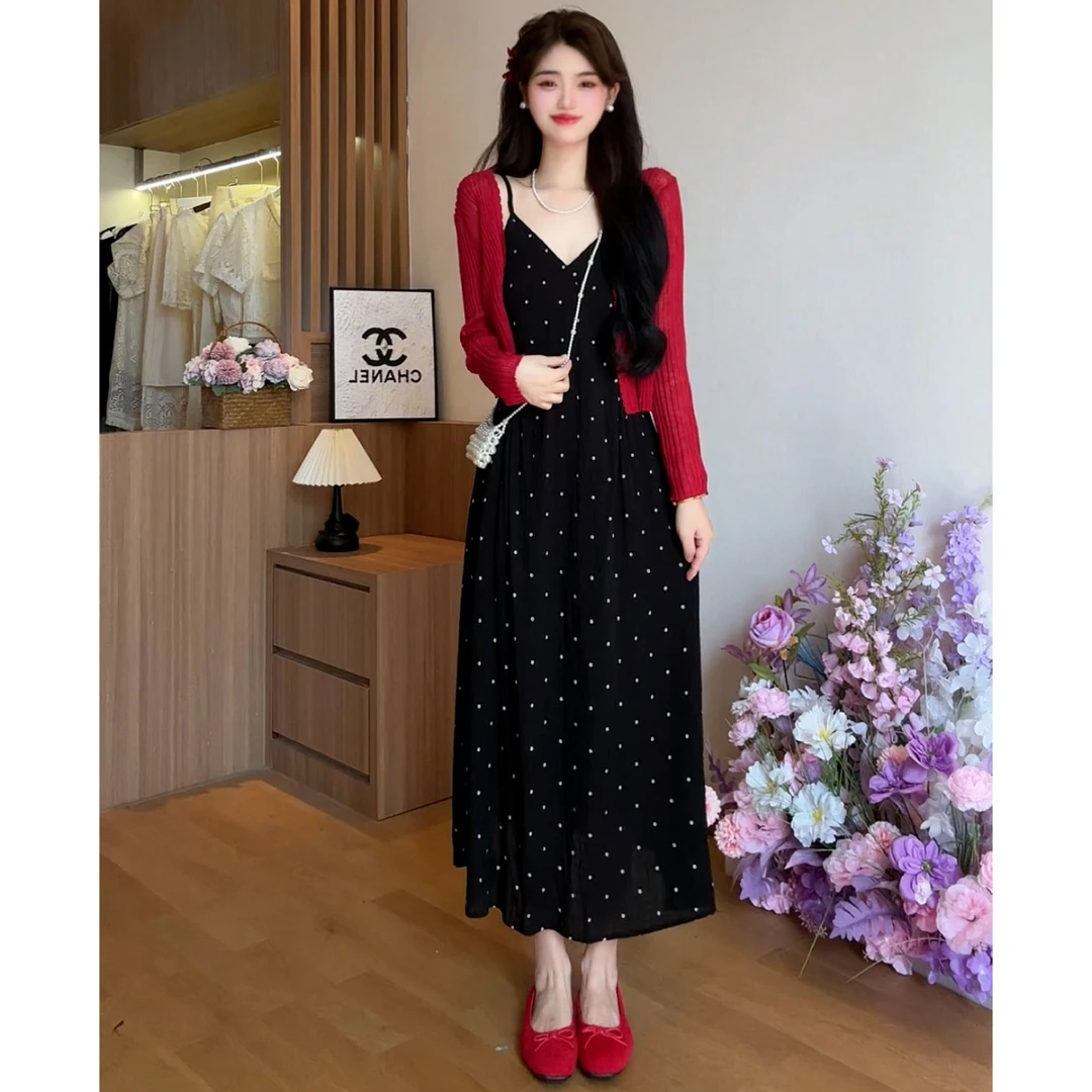 一一【有口袋】法式波点小花吊带连衣裙女夏季气质显瘦长裙1390裙子