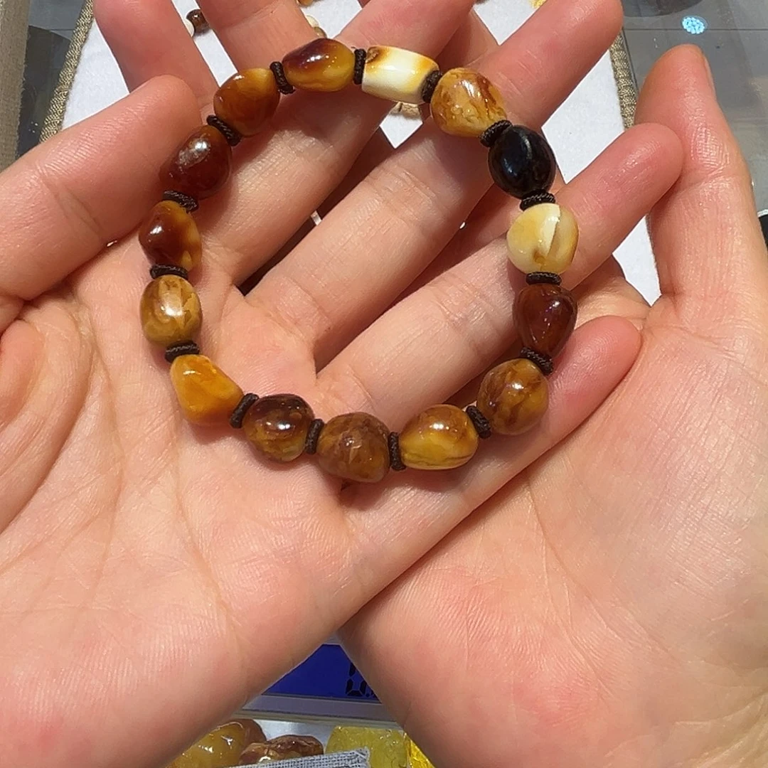 未镶嵌琥珀手链同**圆蜜蜡手串