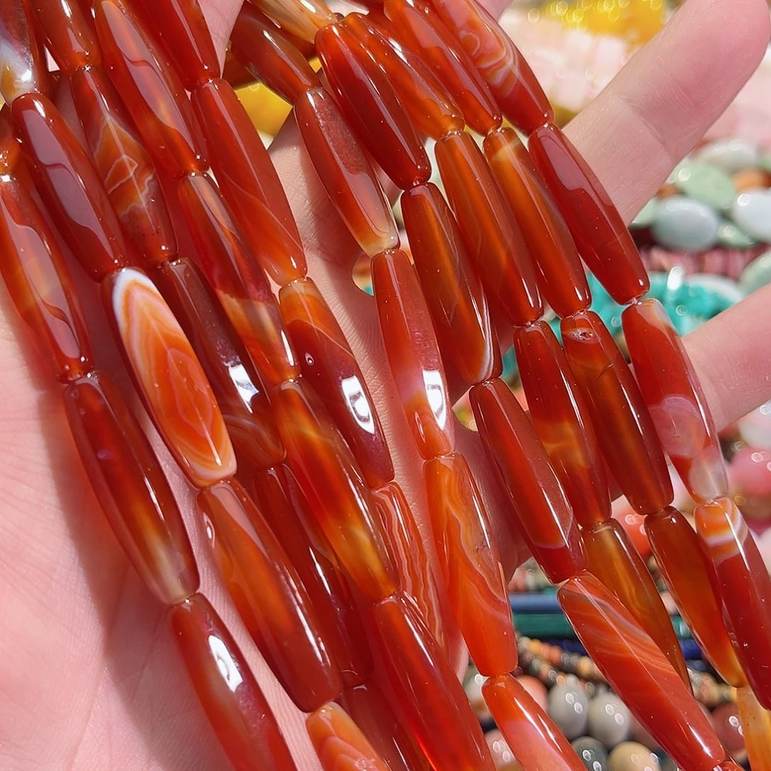 玛瑙/玉髓合金珠宝半成品玛瑙勒子六角一条8x30mm