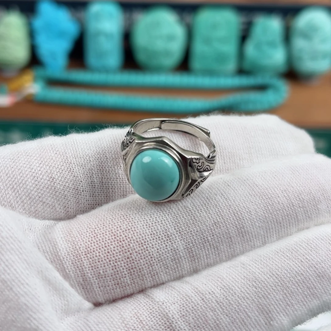 银S925镶嵌绿松石戒指