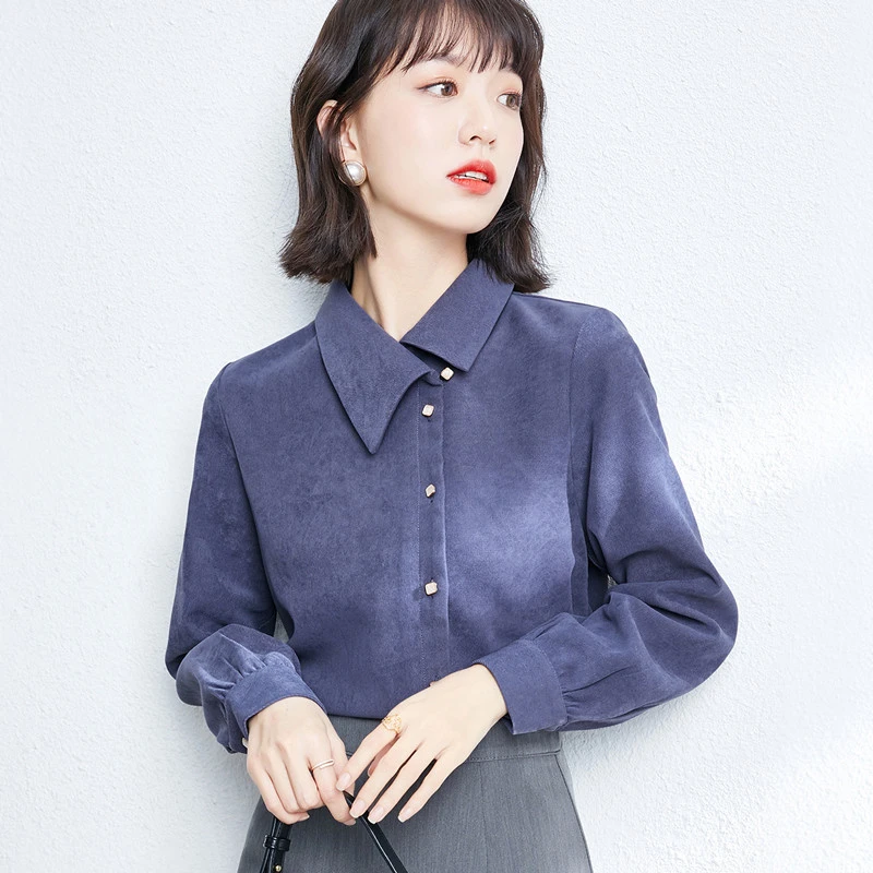 衬衫女长袖春秋装新款2025年内搭打底秋冬上衣设计感小众加厚衬衣