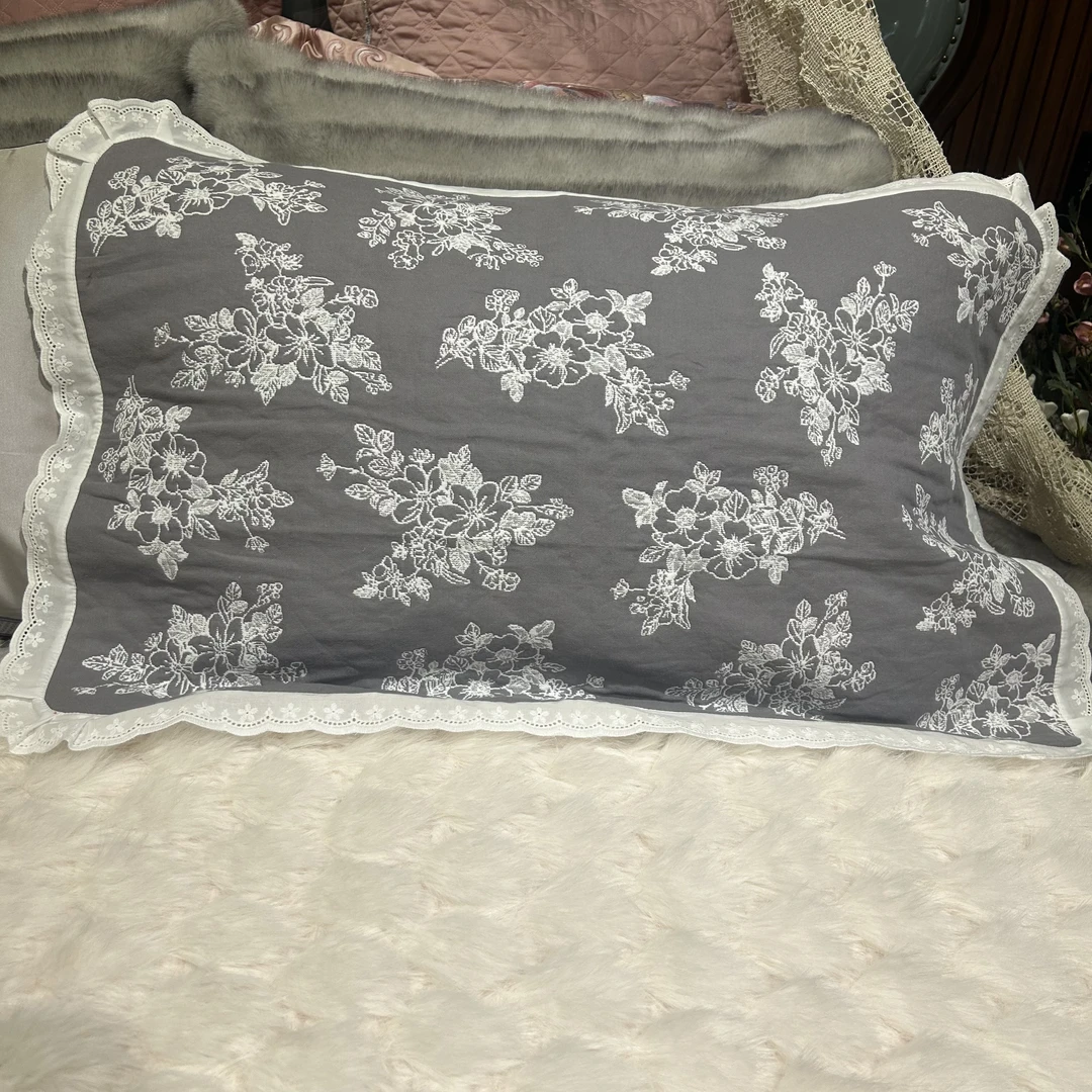 【新疆包邮】法式棉花边枕巾一对75CM*52（左右）CM