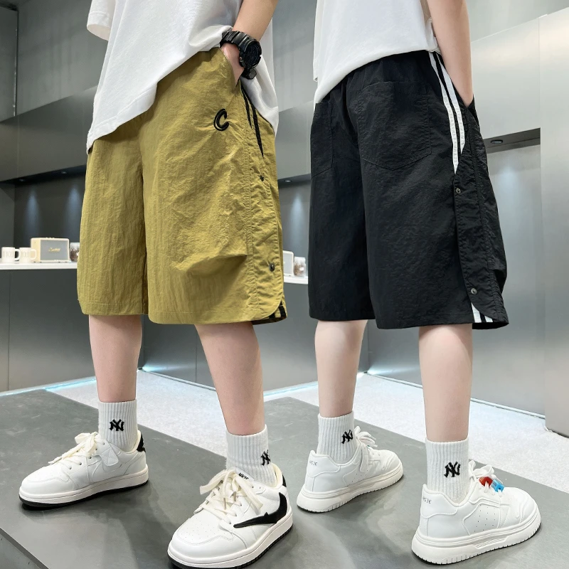 男童夏季薄款工装短裤2025新款中大童宽松休闲中裤男孩运动裤子潮