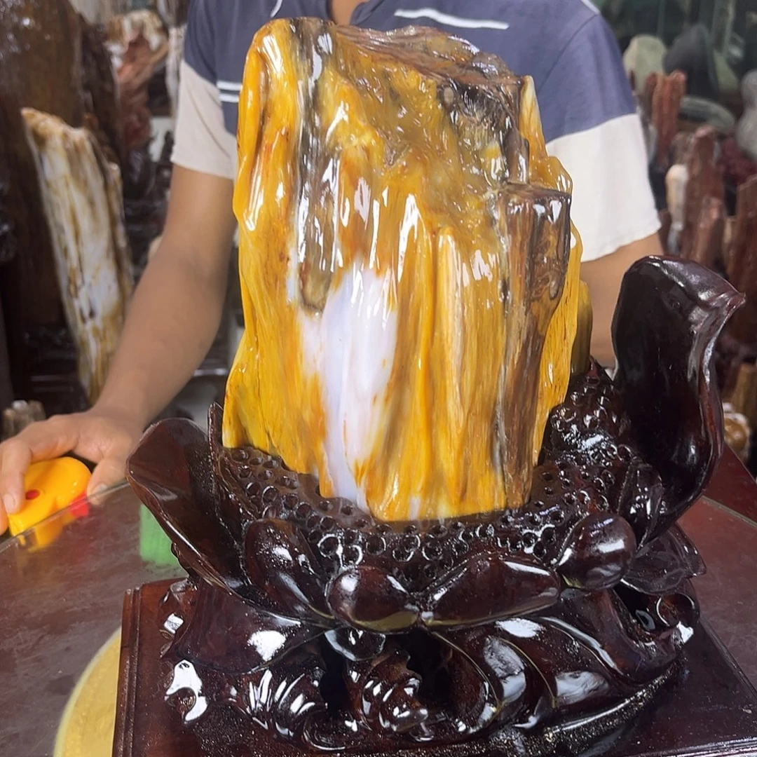 缅甸天然树化玉摆件