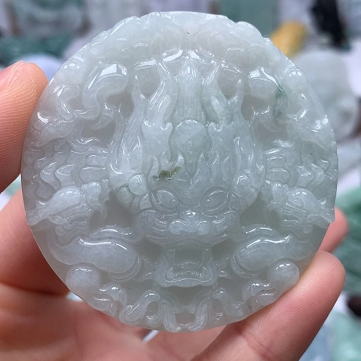 翡翠未镶嵌颈饰仿古龙行天下两面工艺福利