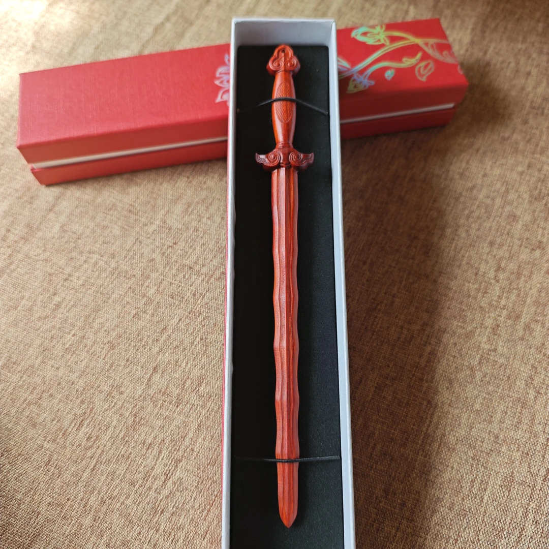 吕祖剑簪发簪复古风格20厘米长木剑桃木紫檀紫光檀