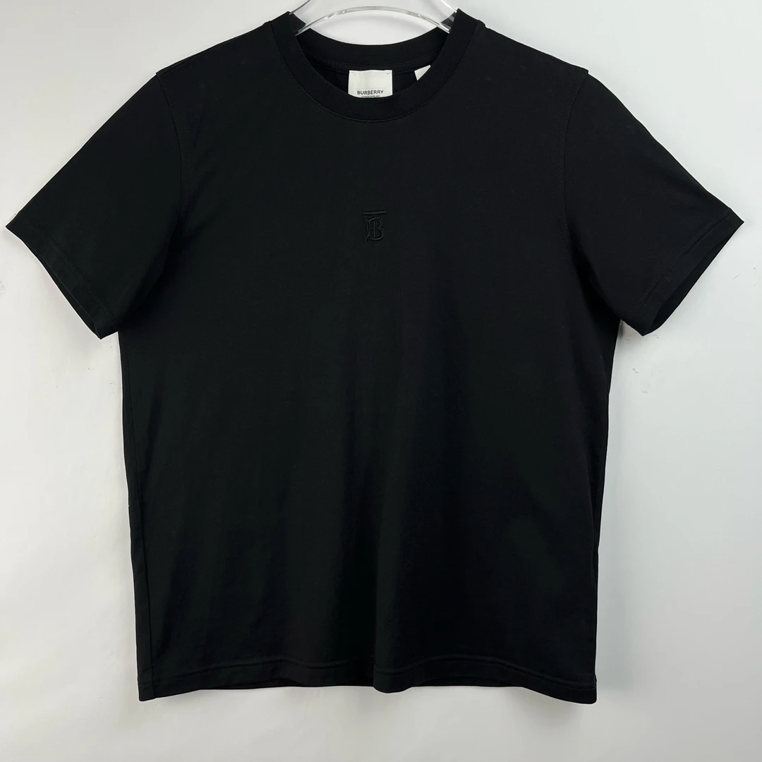 99新 BURBERRY/博柏利 18825647 刺绣logo圆领短袖T恤 黑色 S码