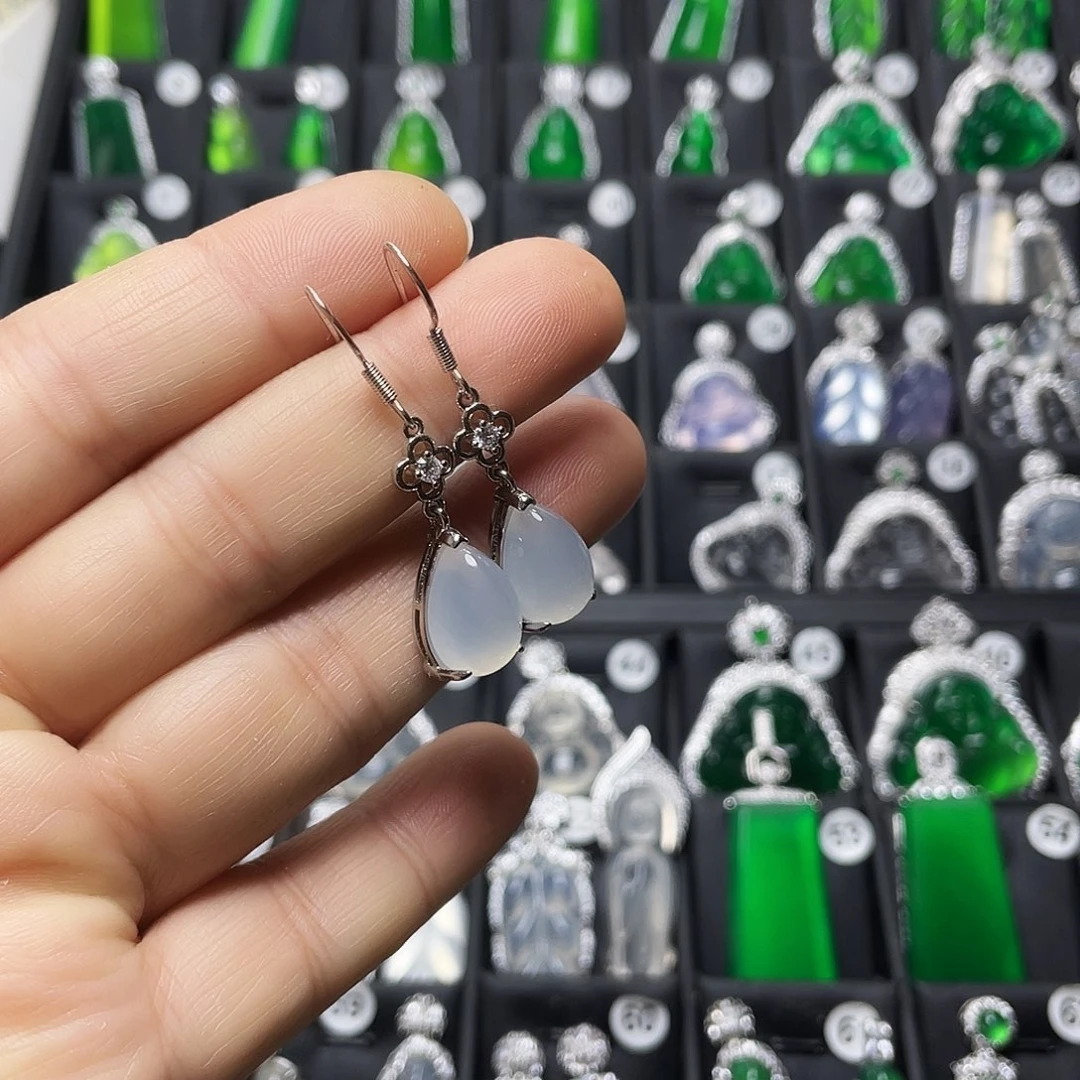 玛瑙/玉髓合金耳钉