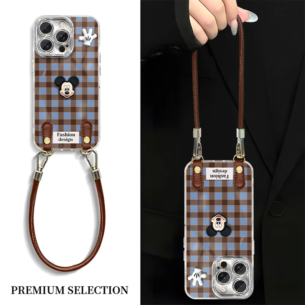 棕色米奇适用VIVO苹果16荣耀OPPO华为P70全包小米手机壳ZX0032