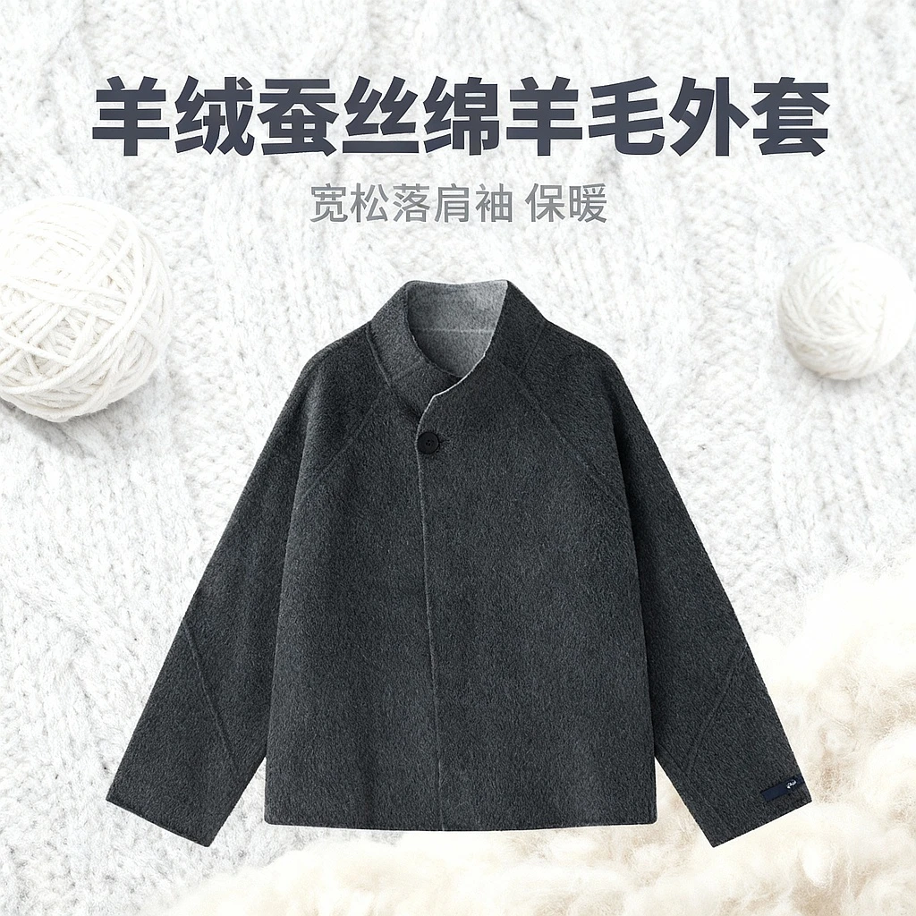 【野子时尚】3.0版【双面穿】羊绒蚕丝绵羊毛大衣轻奢羊绒毛呢外套