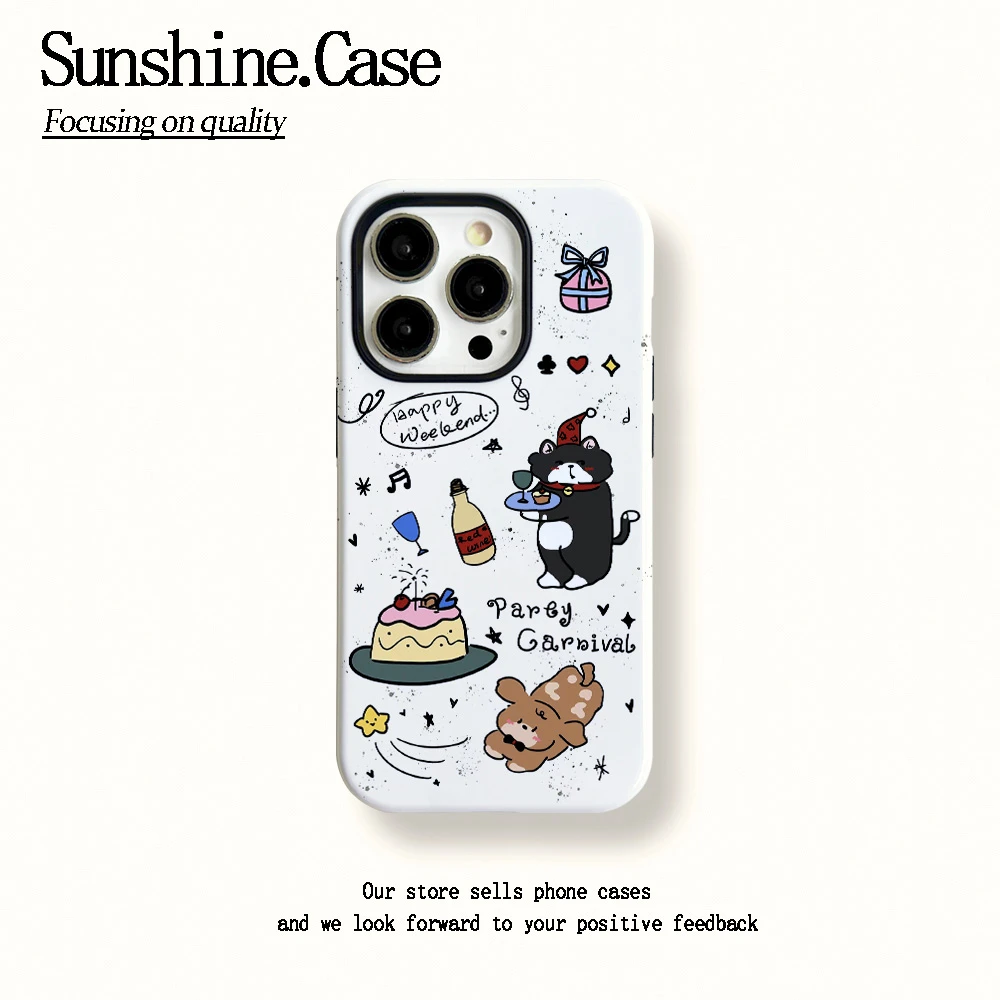 菲林二合一适用苹果华为vivo小米oppo手机壳蛋糕小狗16PRO/15