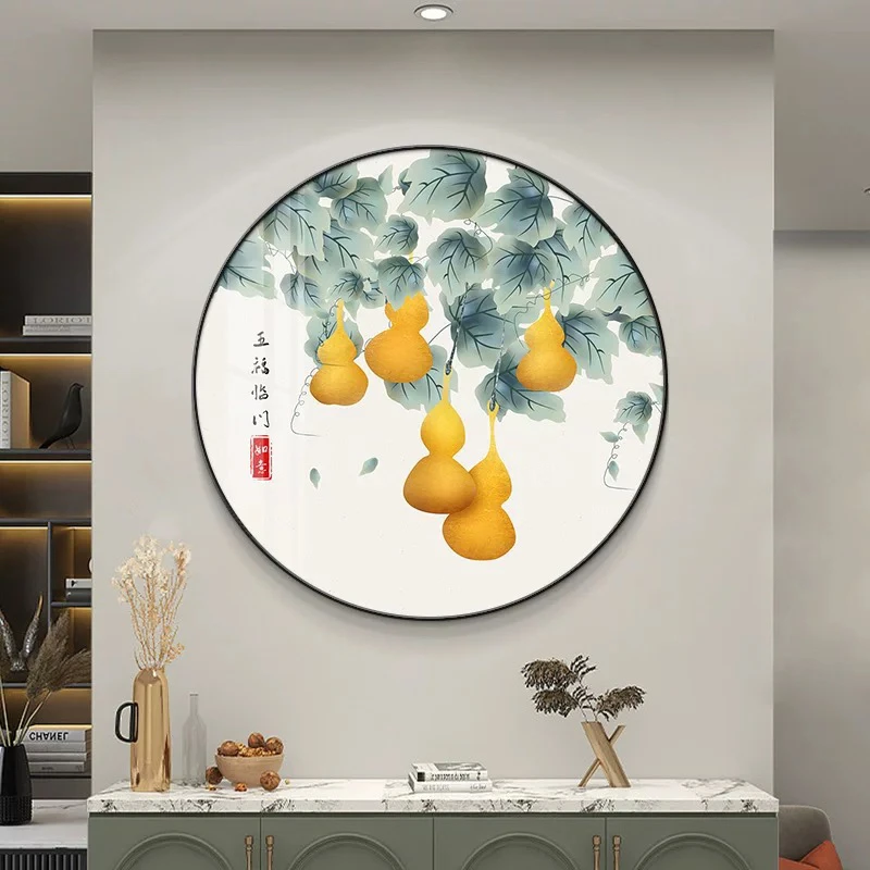 56大格纯手工绣好的十字绣成品五福临门水墨葫芦装饰画