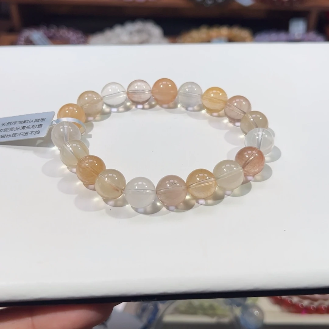 水晶手串未镶嵌毕业级拉丝糖果彩兔毛10.5