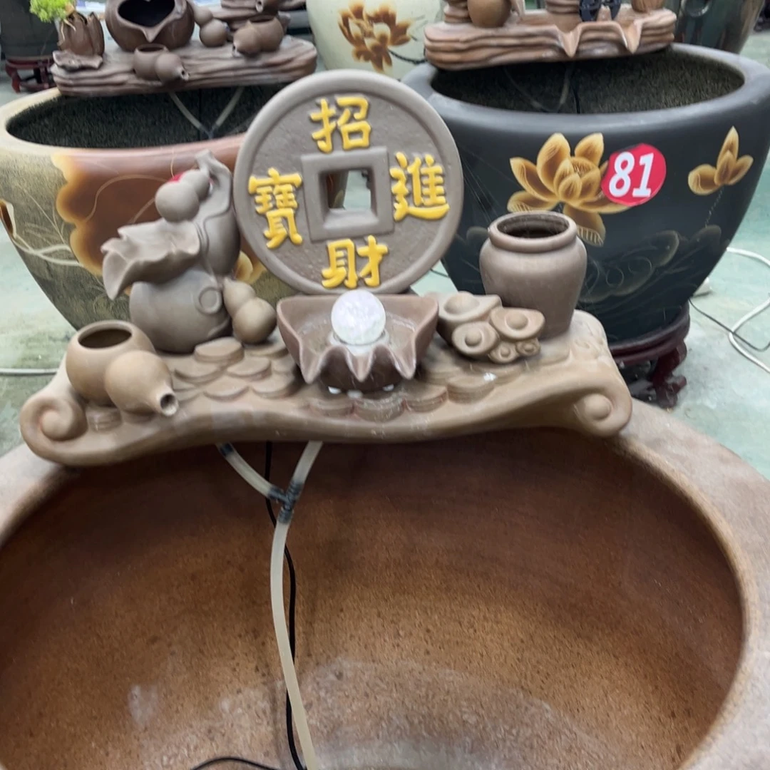 瓷片流水摆件一件