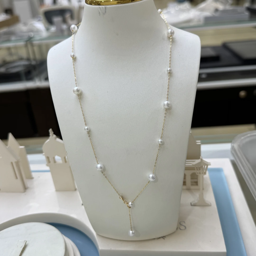 【满天星】3-6mm天然淡水珍珠项链S925银镶嵌百搭简约轻奢