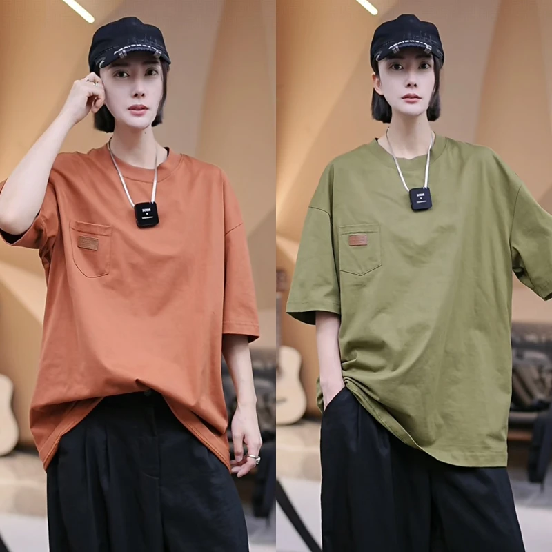 【聚】17123  （100棉纯棉260克重5级固色）皮标口袋背印短袖T恤