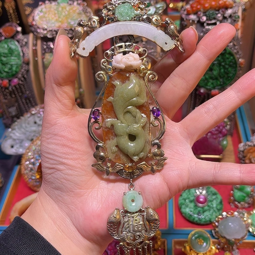 翡翠银S925镶嵌吊坠(不含链)