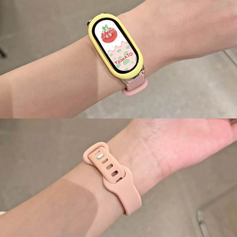 适用小米手环10表带9nfc腕带8代新款蝴蝶扣拼色硅胶腕带智能运动7