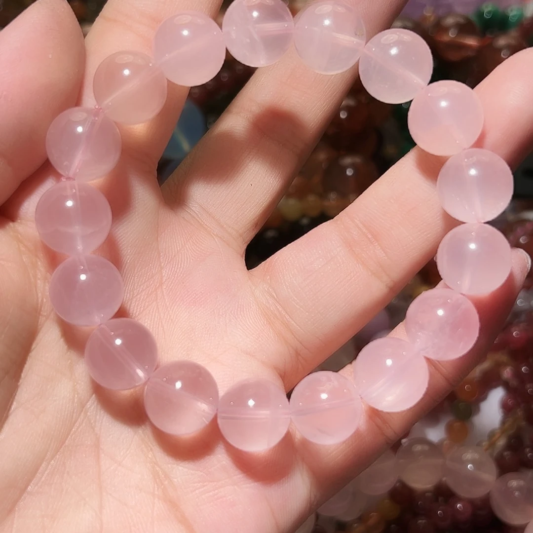 水晶手链未镶嵌粉水晶12毫米手链