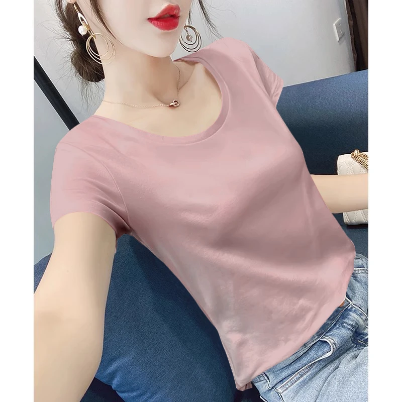 2025新款重磅260克莫代尔纯色百搭夏季宽松纯色显瘦洋气打底衫t恤