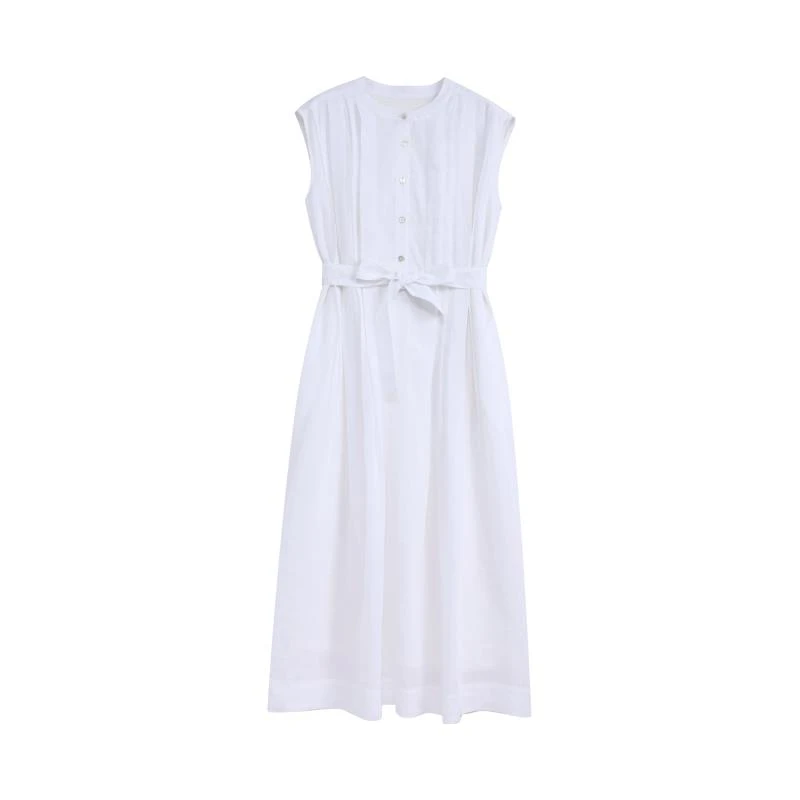 【小禾订单】女装2025春夏新款苎麻平纹布中长连衣裙0298