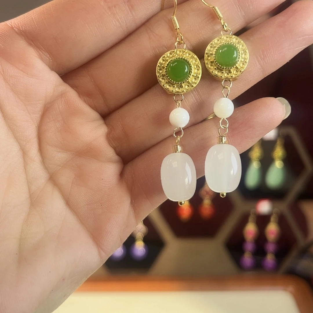 珐琅合金925银耳饰