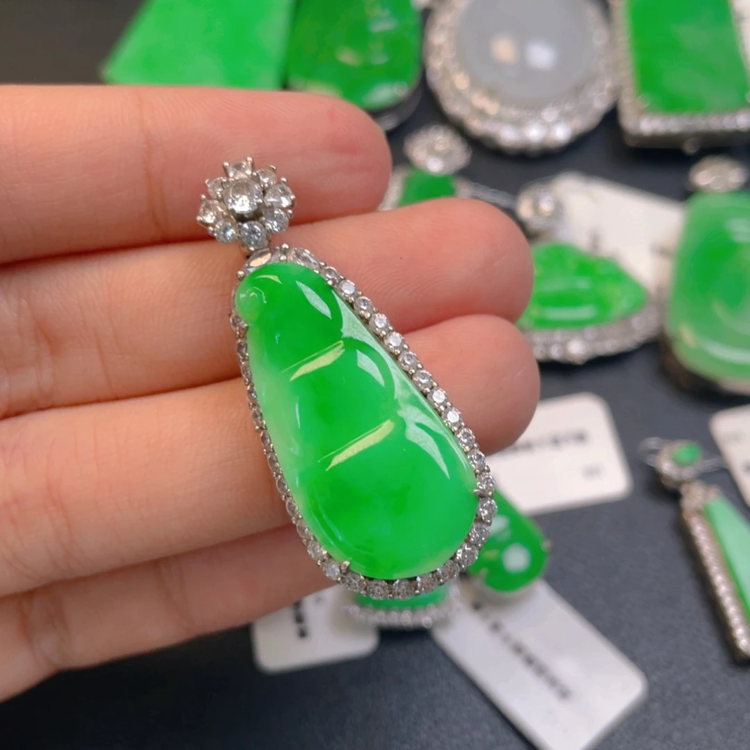 翡翠银S925镶嵌吊坠(不含链)