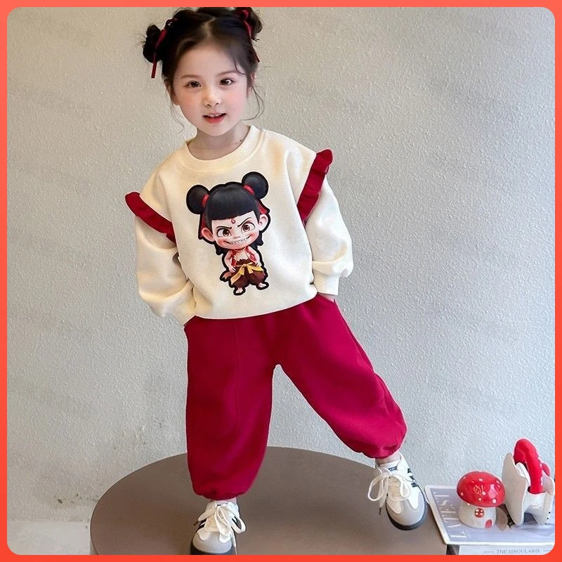 儿童套装卫衣春秋哪吒2025休闲新款卡通女童两件套宝宝洋气