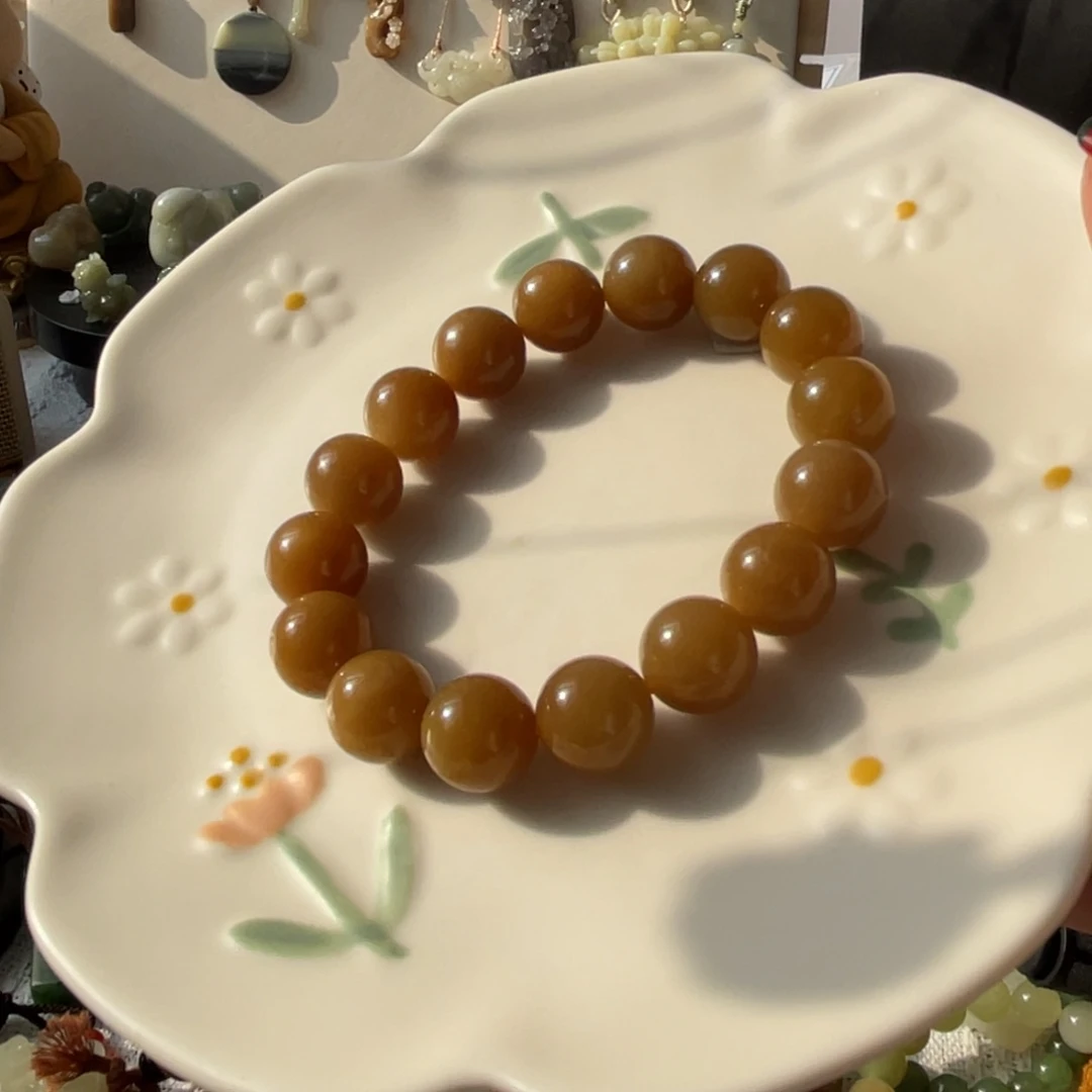 和田玉未镶嵌手链卡12金糖