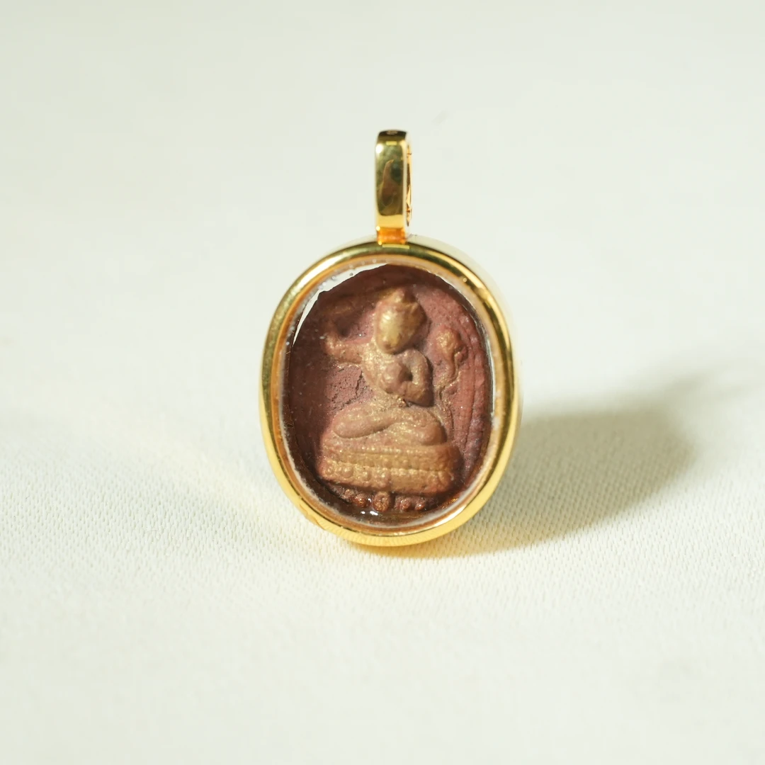 清代文殊菩萨老擦擦吊坠（18k后镶嵌）【古珠精选】AAXXY2501143030