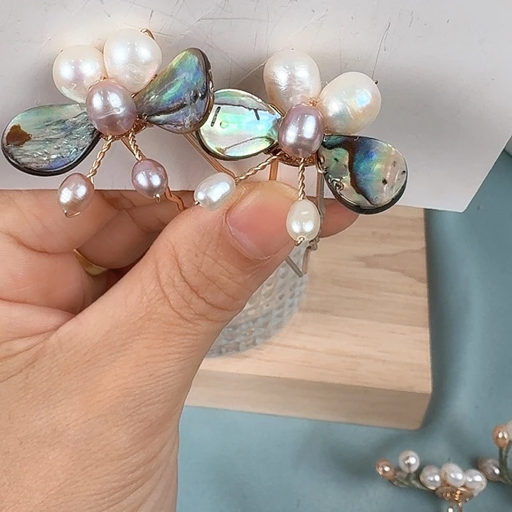 淡水珍珠发饰未镶嵌