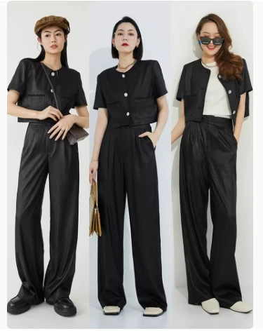 美洋MEIYANG鎏光之城西裤 微光高腰直筒西装长裤