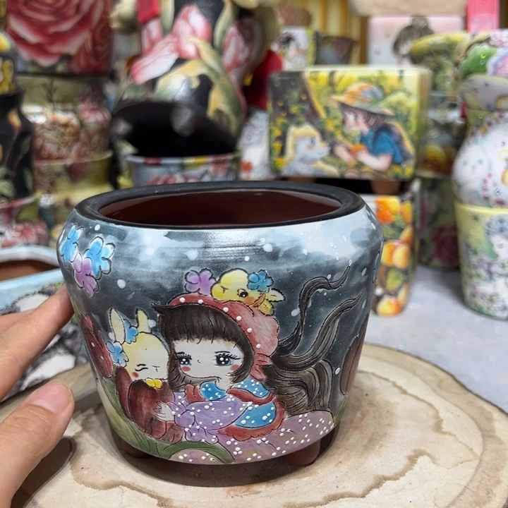 景德镇红陶精品手绘陶瓷