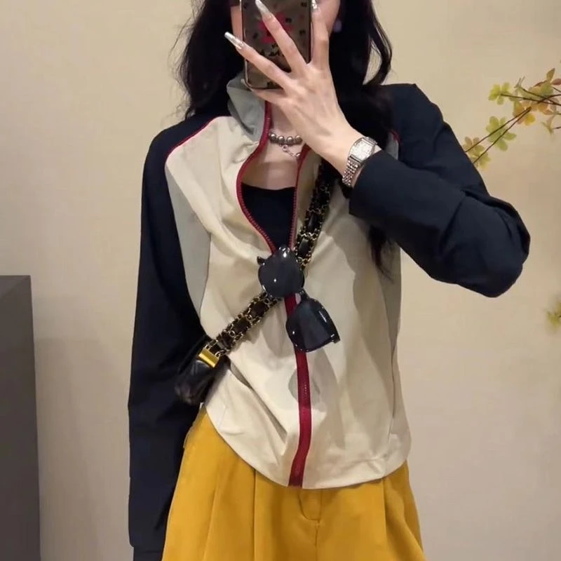 【黄蓉粉丝专属】复古高级感撞色连帽防晒短外套女夏季插肩袖长袖