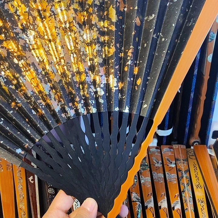 扇子老玉竹乌木闪电折扇