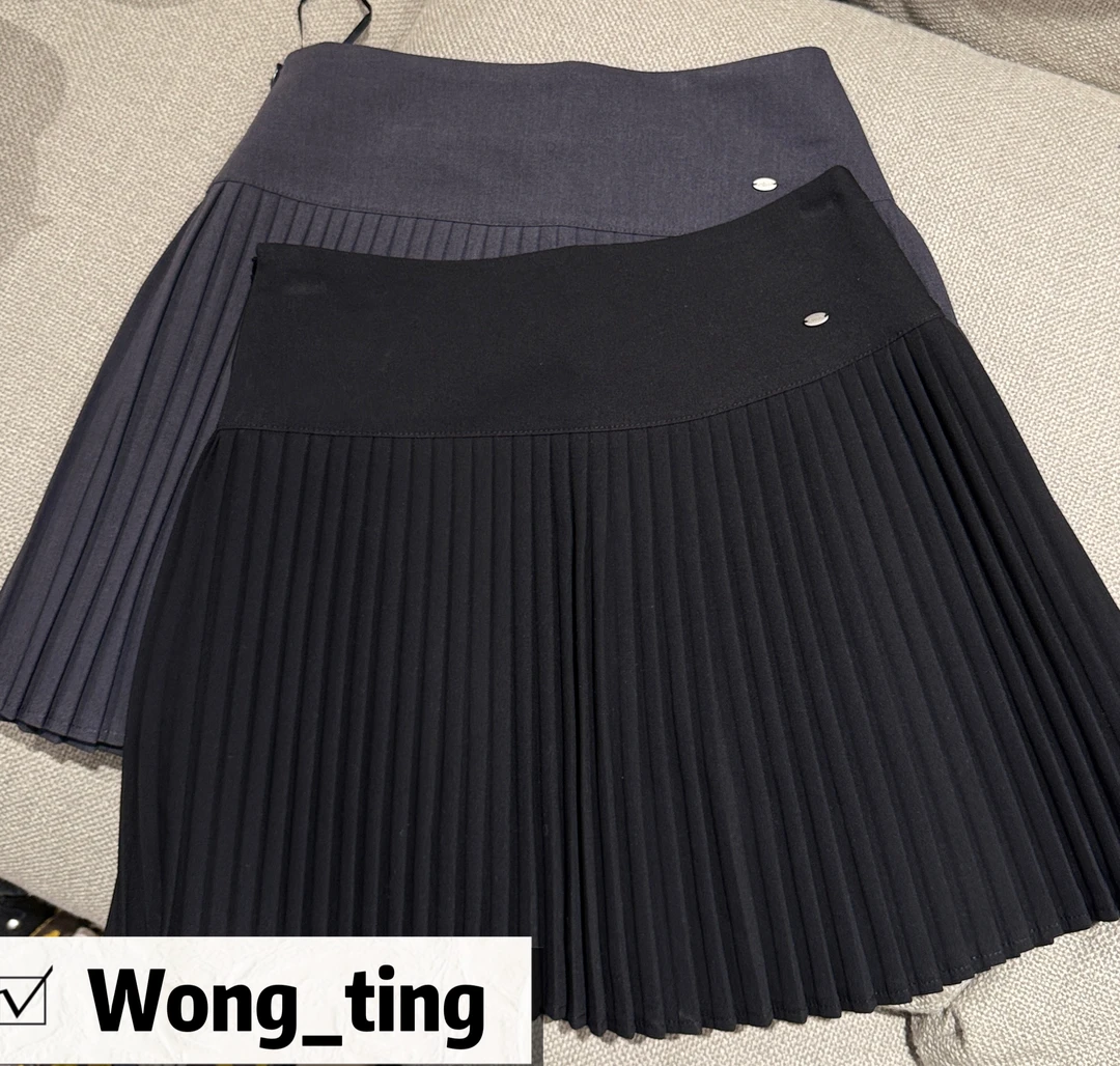 【W-Ting】新款小众设计师小标小百褶百褶裙半裙8996