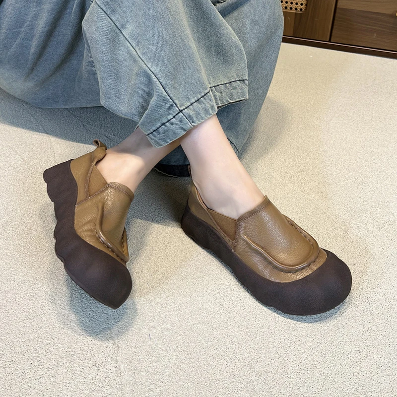 【皮料超软】复古休闲低帮滑板鞋2025年春款头层牛皮包头女鞋低帮鞋