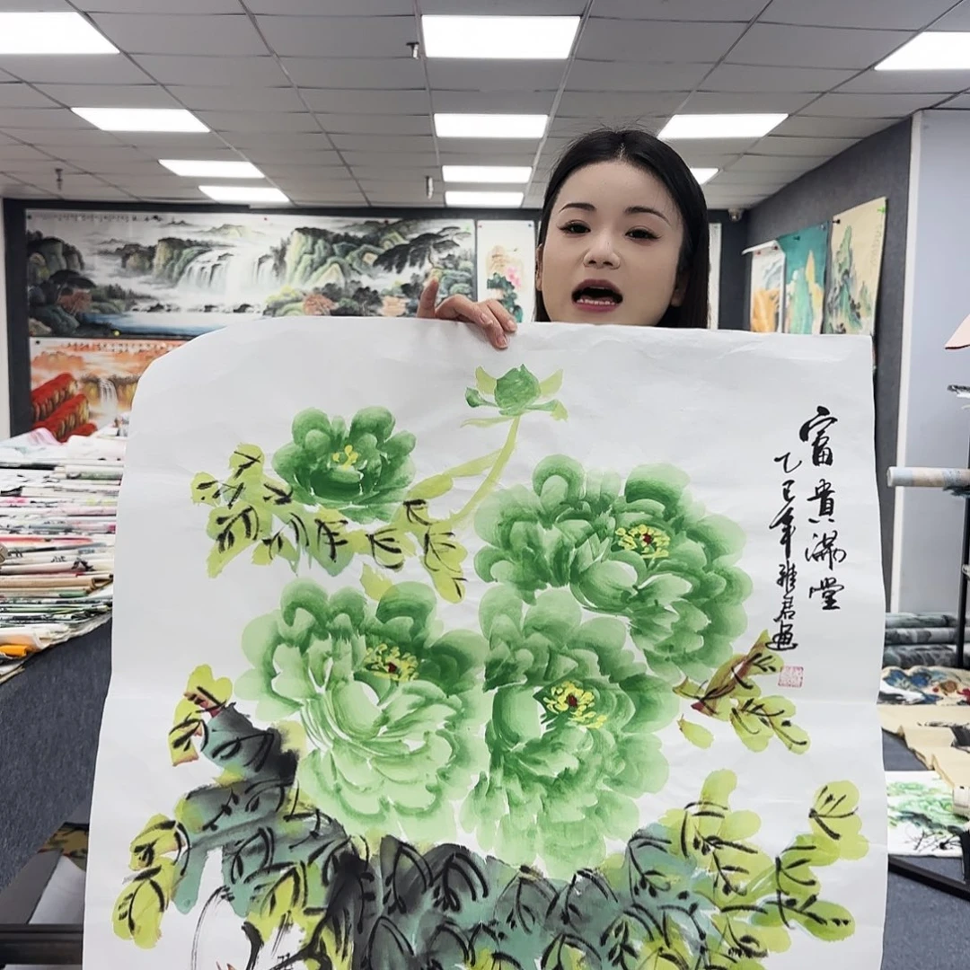 国画作品小姐姐放漏中