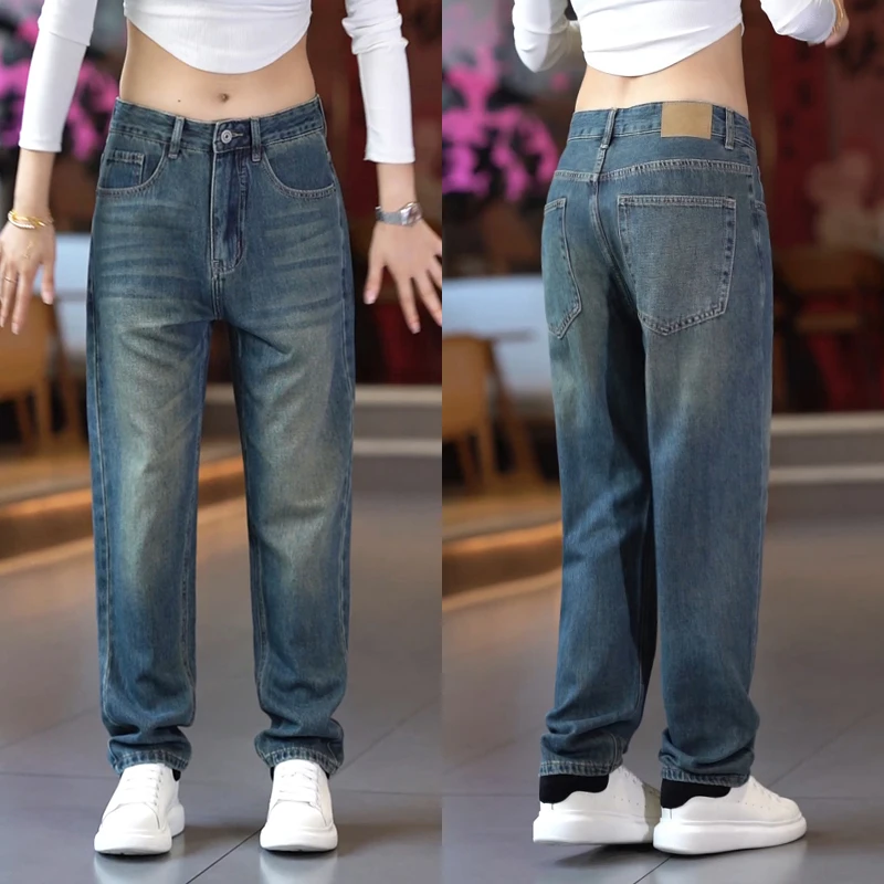 高端复古牛仔裤男韩版百搭宽松休闲裤子男款潮流时尚痞帅锥形长裤