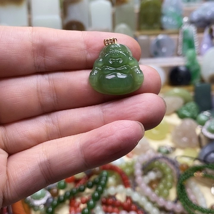 和田玉（碧玉）18K金镶嵌颈饰