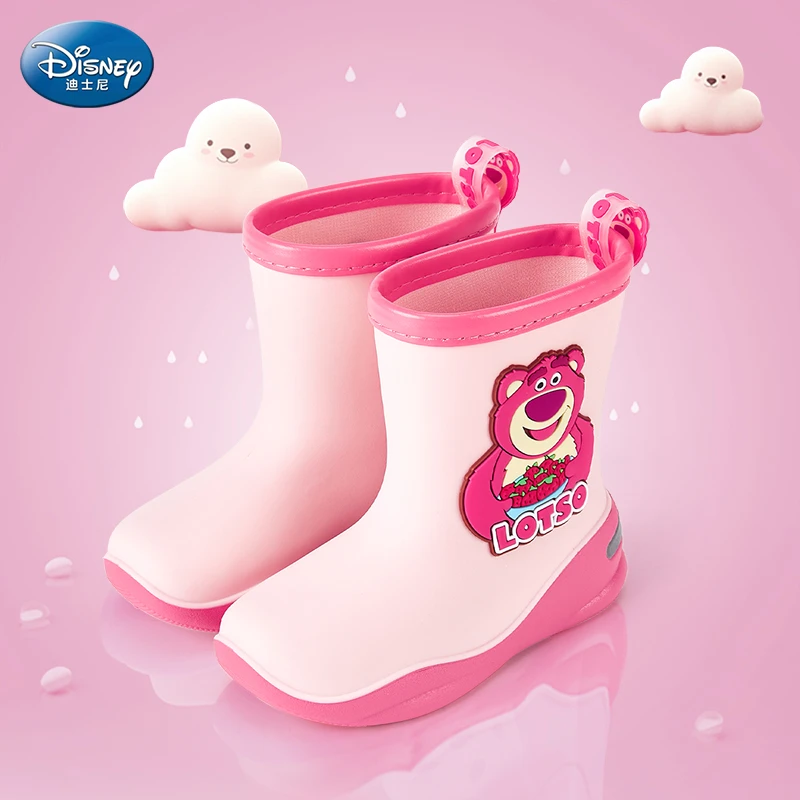迪士尼草莓熊儿童雨靴防水防滑卡通水鞋轻便女童防滑雨靴尤莱特