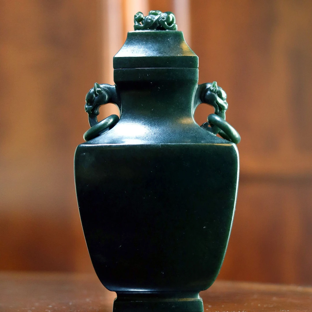 宫廷款丨玉壶 四方壶 和田玉青玉薄胎蒋宏利茶具