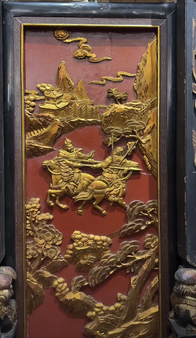 老木雕人物故事挂屏