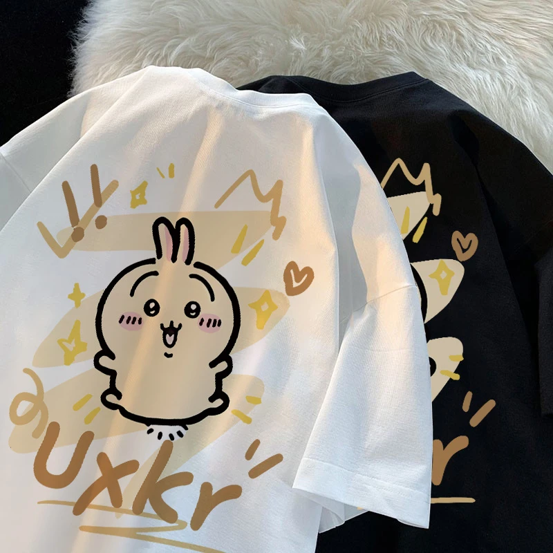 女童纯棉短袖T恤夏季2025新款卡通吉伊卡哇洋气宽松中大童上衣服