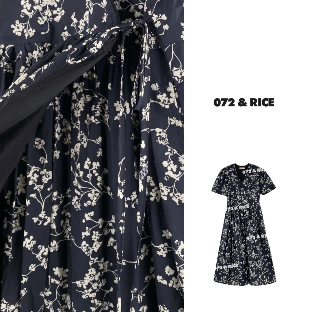072 & RICE【夏林裙】100纯棉 夏季休闲V领连衣裙 32NW051Z*