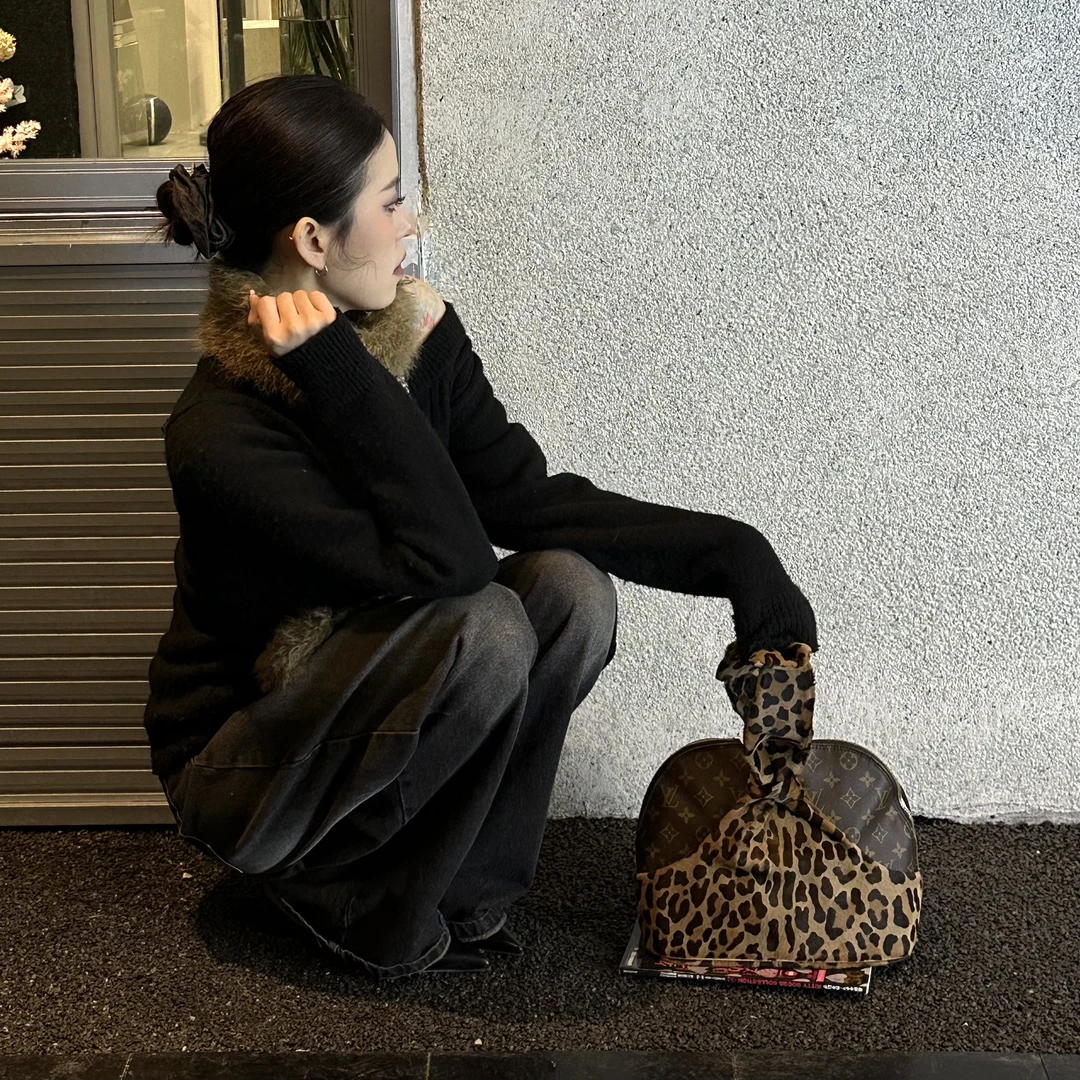 95新 LouisVuitton/路易威登 只盒/100周年马毛豹纹Alma6合1包