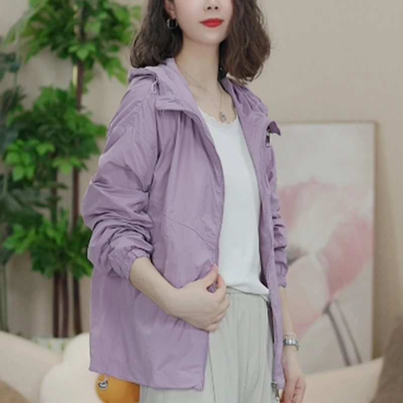 2025新款防晒衣休闲百搭短款外套春夏薄款户外连帽上衣09